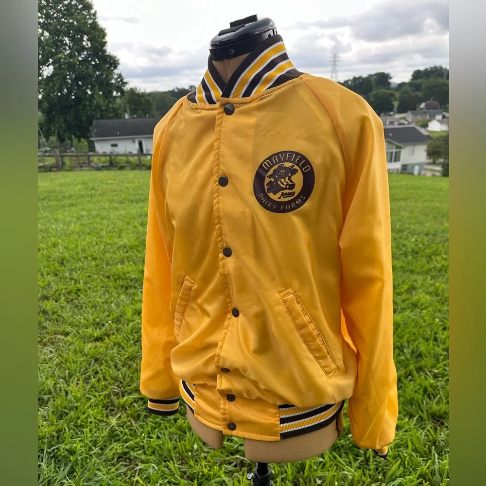 Vintage Mayfield Milk jacket windbreaker. Yellow and brown. Size M. Mean/unisex - Picture 2 of 10